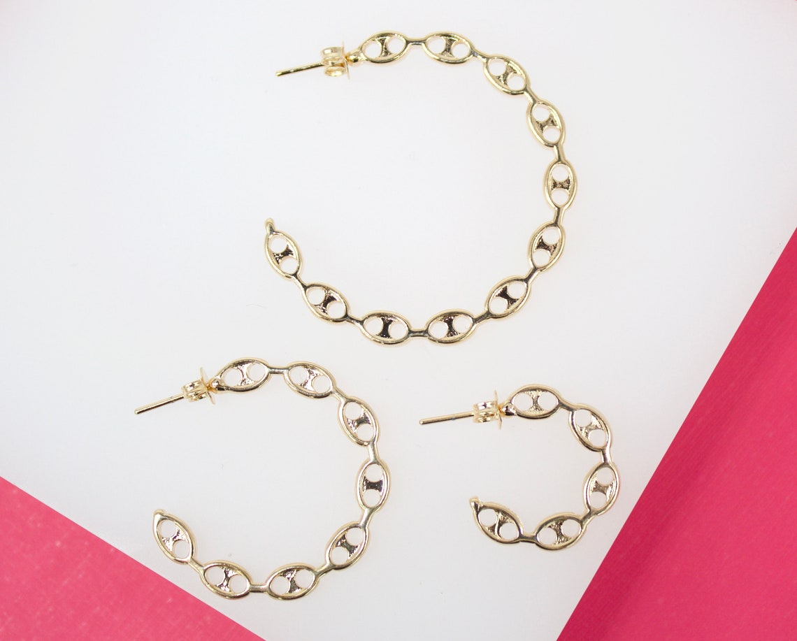18K Gold Filled Mariner Style Open Hoop Earrings (K231, 232, 233)