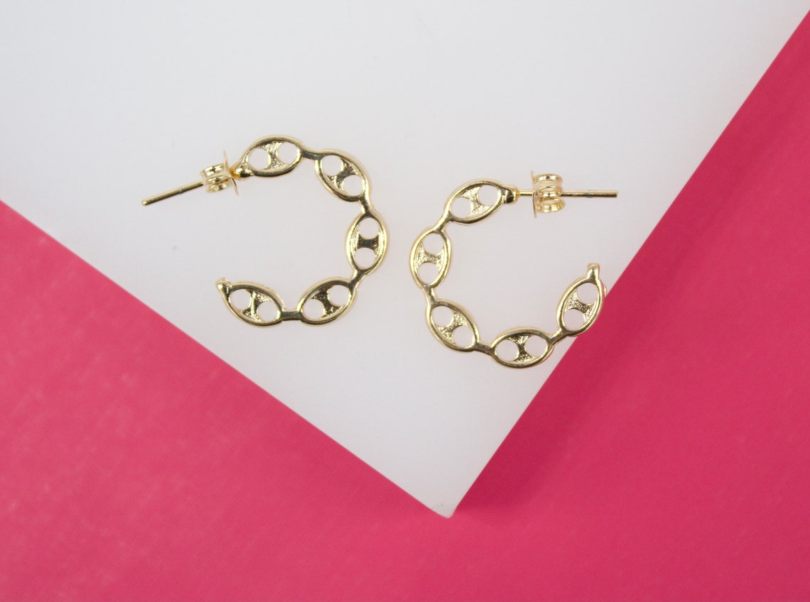 18K Gold Filled Mariner Style Open Hoop Earrings (K231, 232, 233)