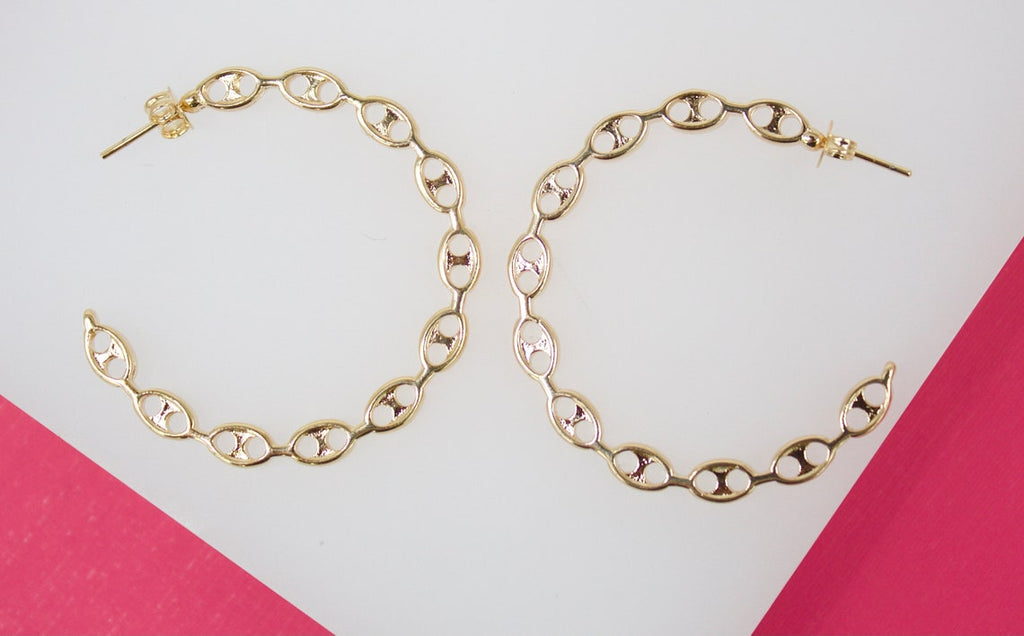 18K Gold Filled Mariner Style Open Hoop Earrings (K231, 232, 233)