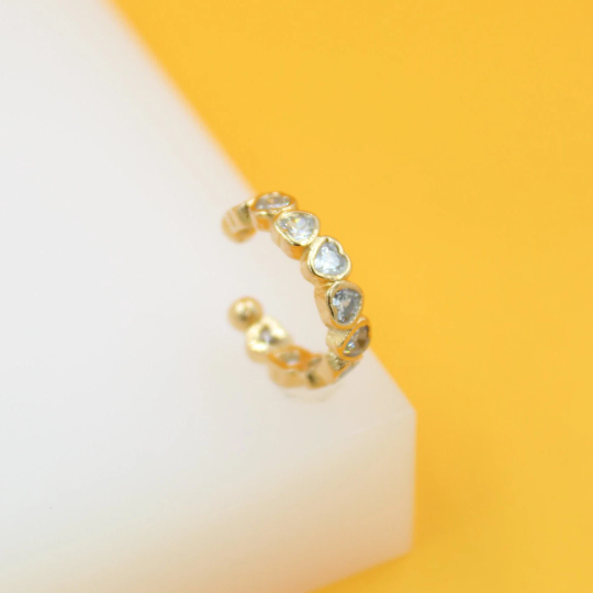 Gold Filled CZ Heart Shaped Ear Cuffs