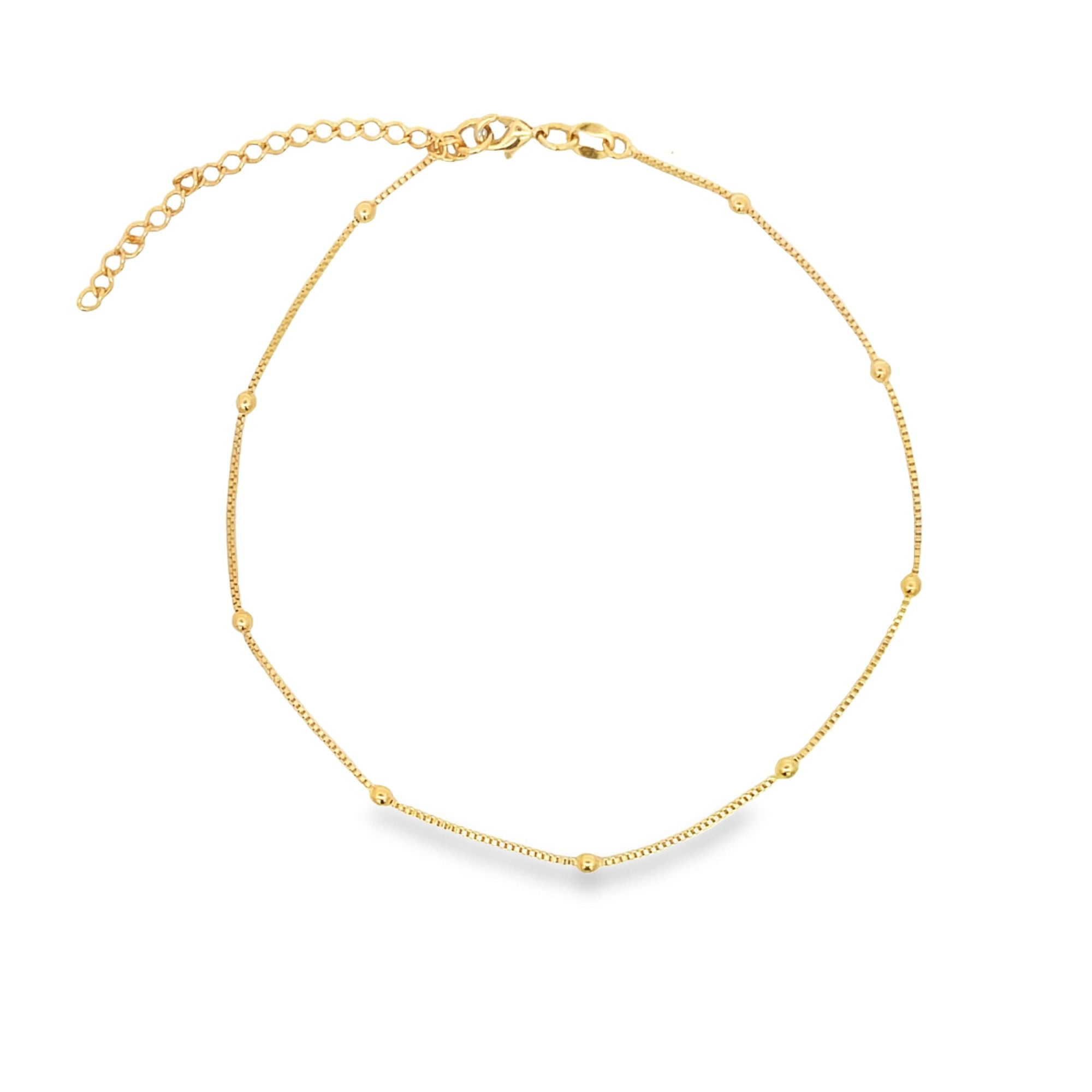 Box Chain Anklet With Round Ball (E168)