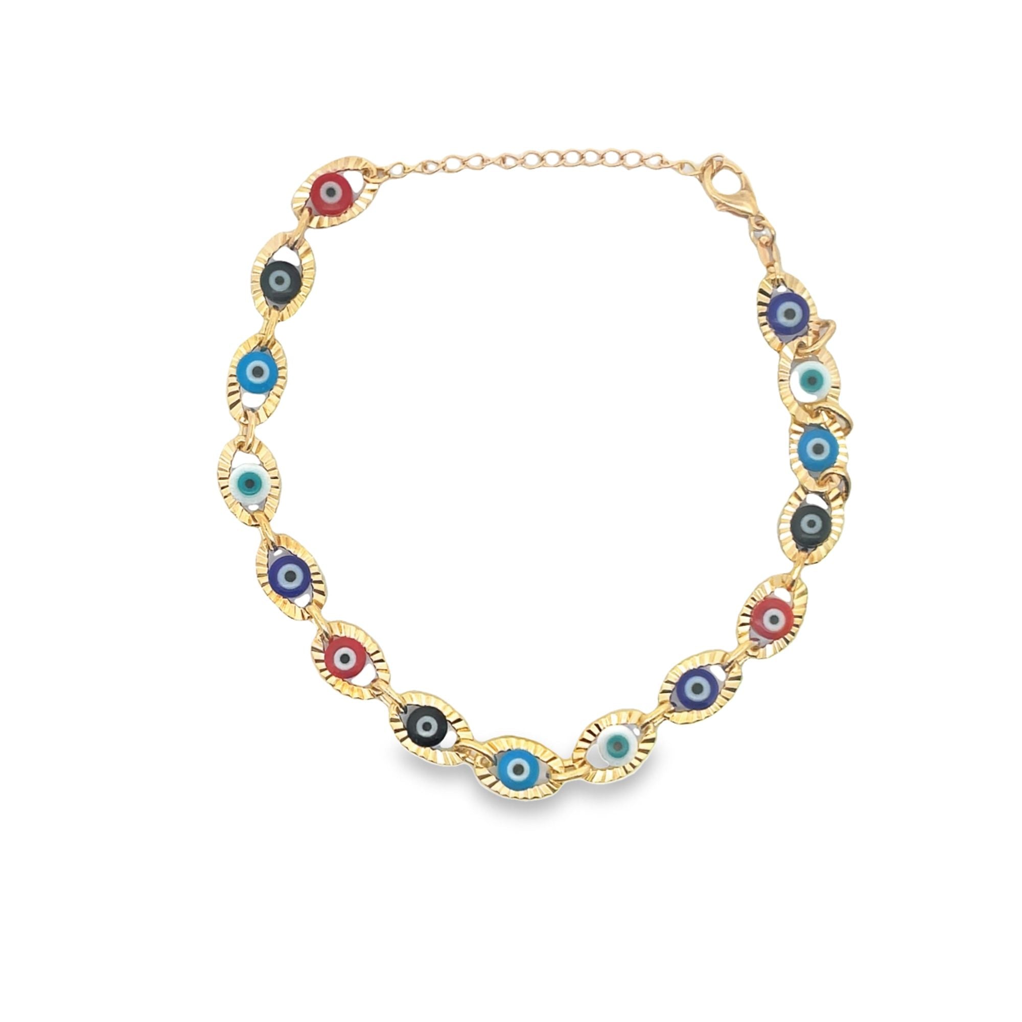 Large Multi Color Evil Eye Bracelet (I208)
