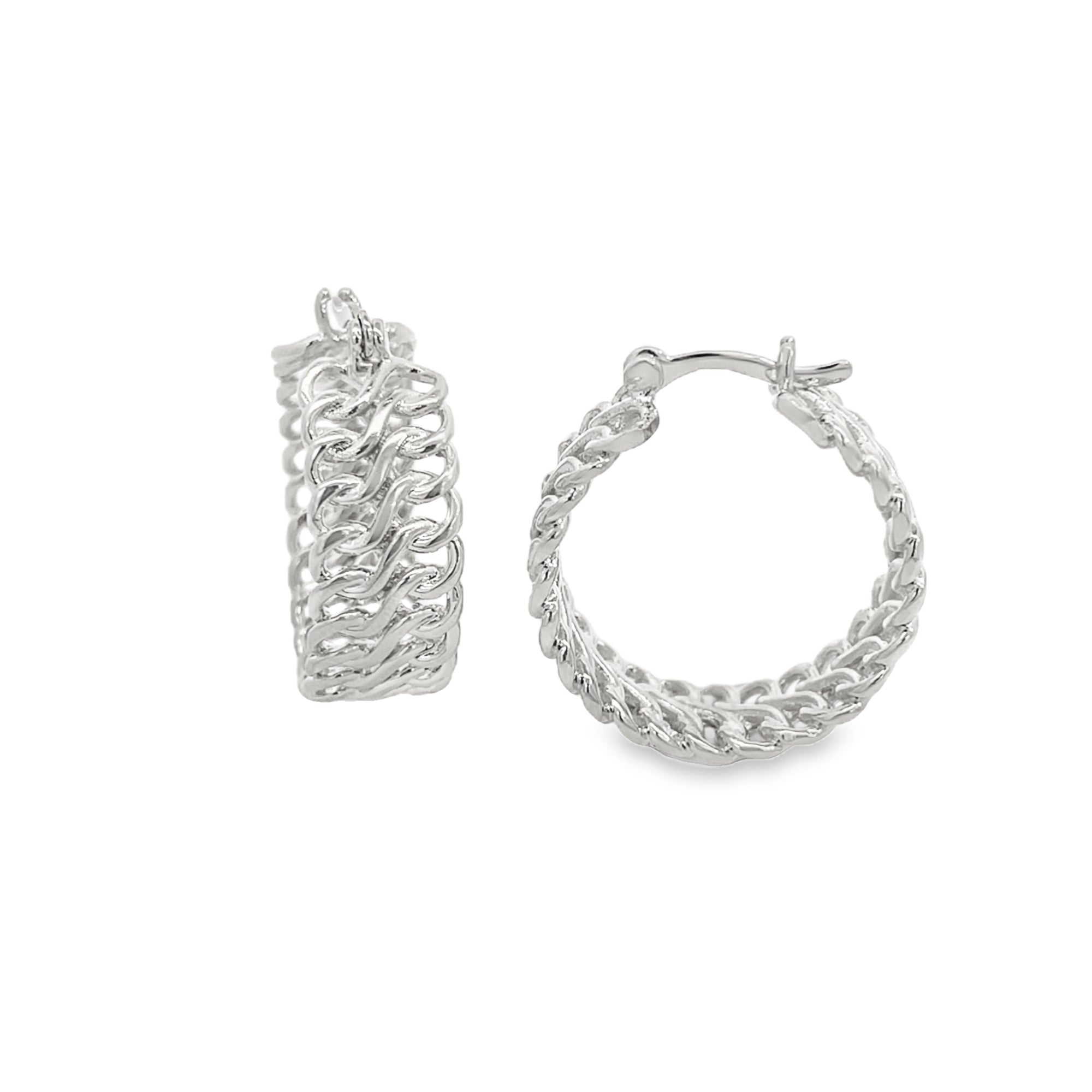 18K Rhodium Filled Infinity Twisted Braided Hoop Earrings
