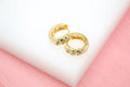 18K Gold Filled Thick Huggies Earrings With Slanted Clear CZ Cubic Zirconia Stones