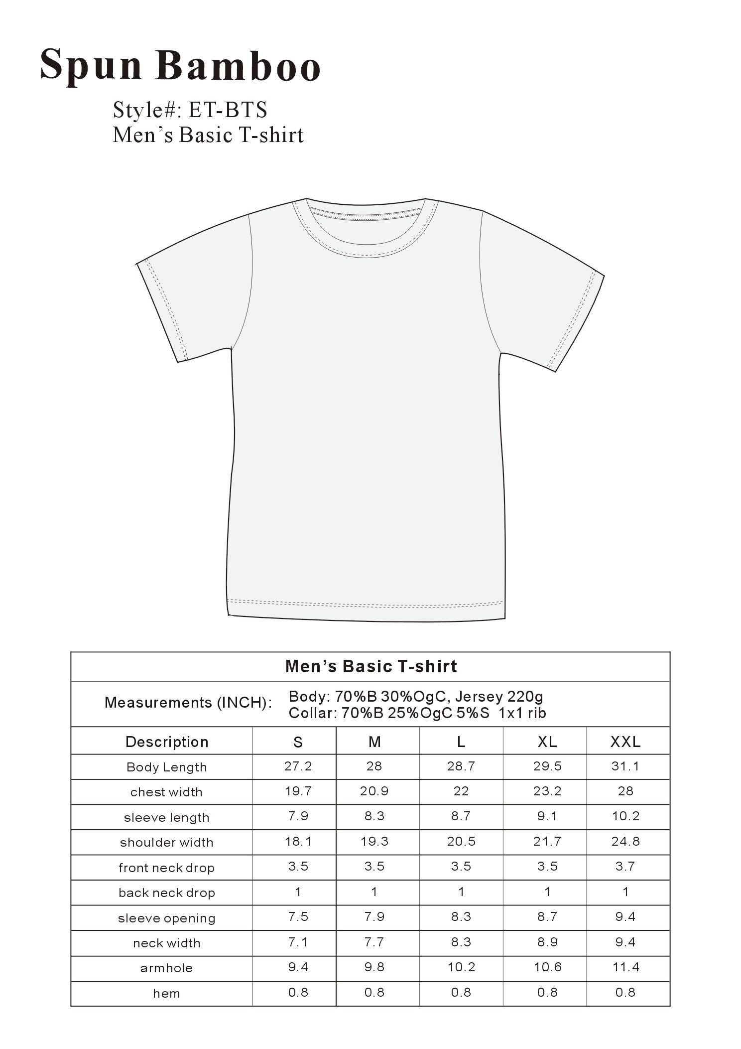 Men's Bamboo Viscose T-Shirt – Organic Cotton, Classic Fit